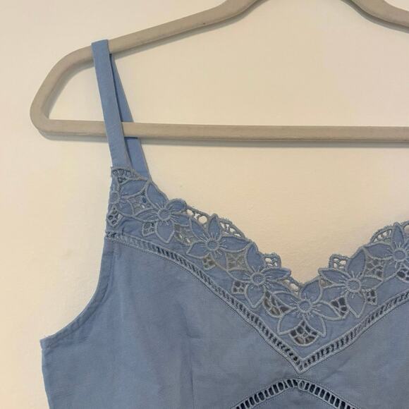 NWT Madewell Sweetheart Midi Dress in Linen-Cotton Blend In Light Blue Size 6 - Picture 7 of 11